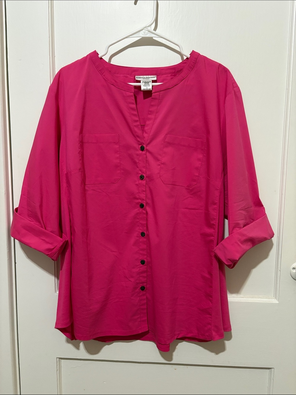Rebecca Malone Bright Pink Button-Down Blouse